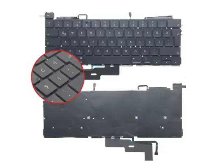 Apple Macbook Pro A2338 Siyah Türkçe Işıklı Klavye (Büyük Enter)